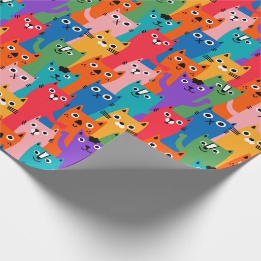 Farbiges Katzen Muster Geschenkpapier (Ecke)