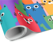 Farbiges Katzen Muster Geschenkpapier (Rolleneckpunkt)