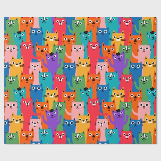 Farbiges Katzen Muster Geschenkpapier (Flach)