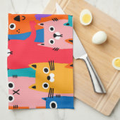 Farbiges Katzen-Muster Geschirrtuch (Viertel Falte)