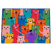 Farbiges Katzen Muster Große Geschenktüte (Vorderseite)