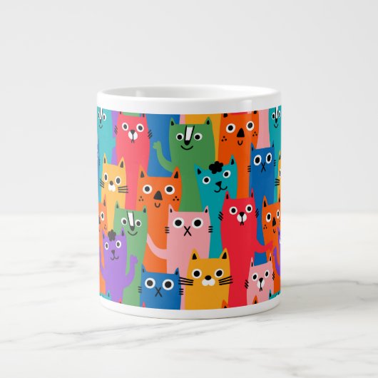 Farbiges Katzen-Muster Jumbo-Tasse (Vorderseite)