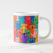 Farbiges Katzen-Muster Jumbo-Tasse (Rechts)