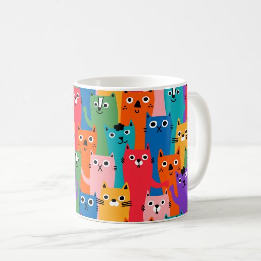 Farbiges Katzen Muster Kaffeetasse (VorderseiteRechts)