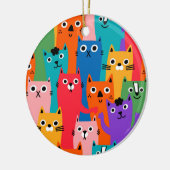 Farbiges Katzen Muster Keramik Ornament (Links)