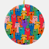 Farbiges Katzen Muster Keramik Ornament (Hinten)