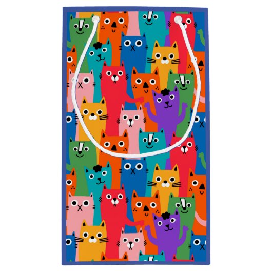 Farbiges Katzen Muster Kleine Geschenktüte (Rückseite)
