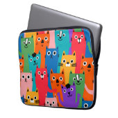 Farbiges Katzen Muster Laptopschutzhülle (Vorderseite Links)