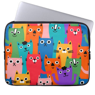 Farbiges Katzen Muster Laptopschutzhülle