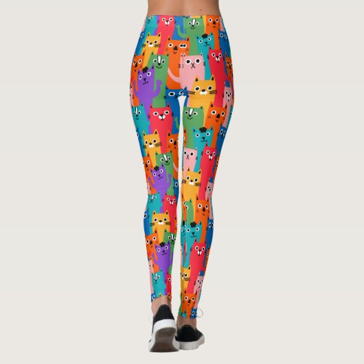 Farbiges Katzen-Muster Leggings (Rückseite)