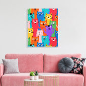 Farbiges Katzen Muster Leinwanddruck (Insitu (Wohnzimmer))