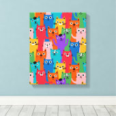Farbiges Katzen Muster Leinwanddruck (Insitu (Holzboden))