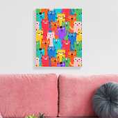 Farbiges Katzen Muster Leinwanddruck (Insitu (Wohnzimmer))