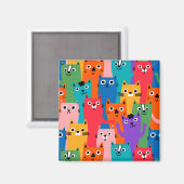 Farbiges Katzen Muster Magnet (Vorderseite/Rückseite)