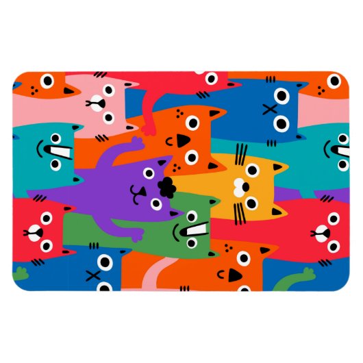 Farbiges Katzen Muster Magnet (Horizontal)