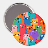 Farbiges Katzen Muster Magnet (Vorderseite/Rückseite)