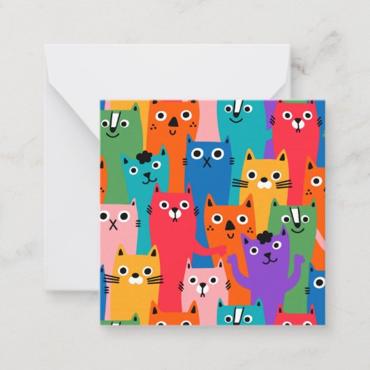 Farbiges Katzen Muster Mitteilungskarte (Vorderseite)