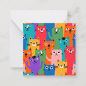 Farbiges Katzen Muster Mitteilungskarte (Rückseite)