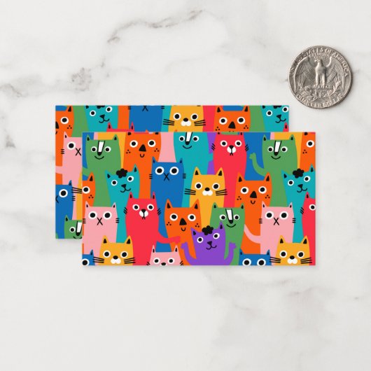 Farbiges Katzen Muster Mitteilungskarte (Vorderseite/Rückseite Beispiel)