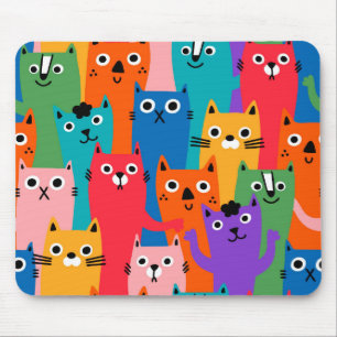 Farbiges Katzen Muster Mousepad