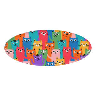 Farbiges Katzen Muster Namenschild