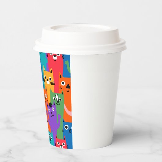 Farbiges Katzen Muster Pappbecher (Links)