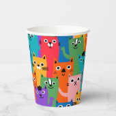 Farbiges Katzen Muster Pappbecher (Links)