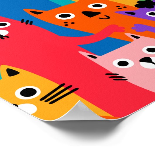 Farbiges Katzen Muster Poster (Ecke)