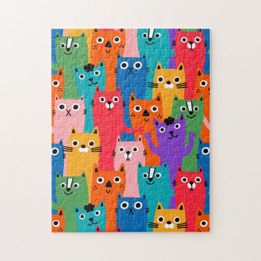 Farbiges Katzen Muster Puzzle (Vertikal)