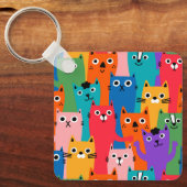 Farbiges Katzen Muster Schlüsselanhänger (Vorderseite)