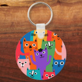 Farbiges Katzen Muster Schlüsselanhänger (Vorderseite)