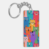 Farbiges Katzen Muster Schlüsselanhänger (Vorderseite links)