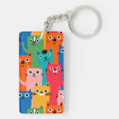 Farbiges Katzen Muster Schlüsselanhänger (Rückseite)