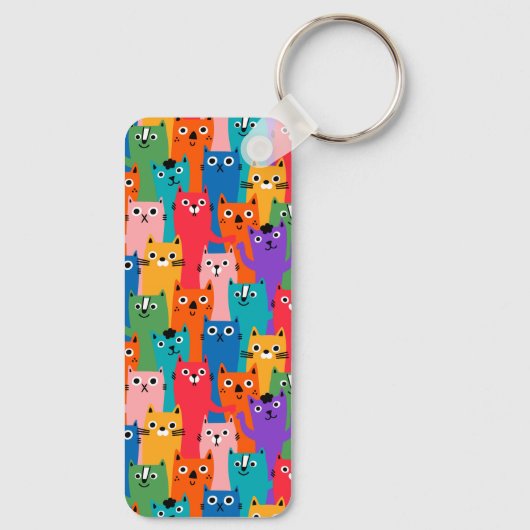 Farbiges Katzen Muster Schlüsselanhänger (Rückseite)