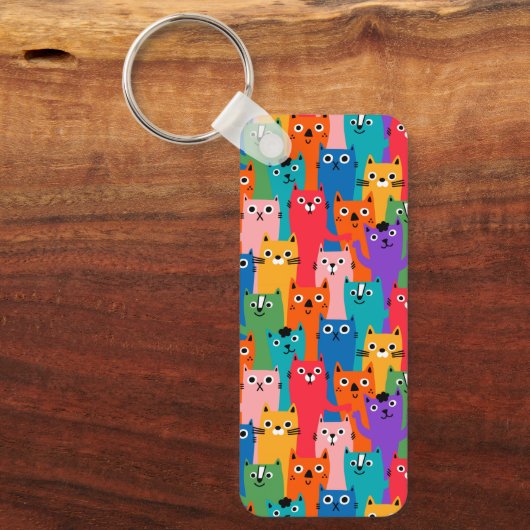 Farbiges Katzen Muster Schlüsselanhänger (Vorderseite)