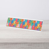 Farbiges Katzen-Muster Schreibtischnamensplakette (Vorderseite )