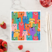 Farbiges Katzen Muster Serviette (Beispiel)