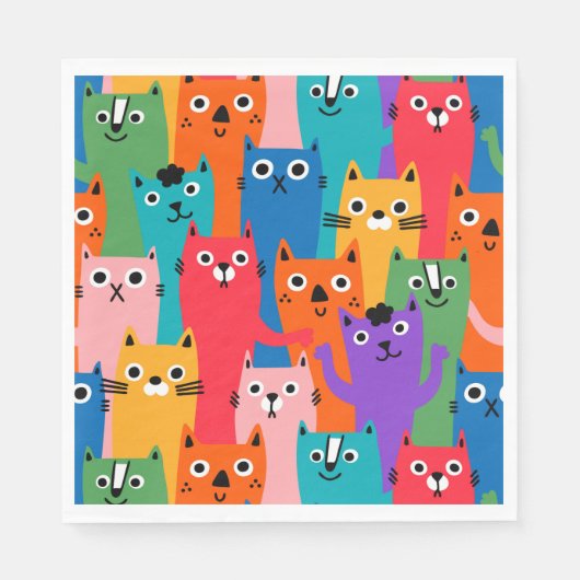 Farbiges Katzen Muster Serviette (Vorderseite)