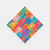 Farbiges Katzen Muster Serviette (Ecke)