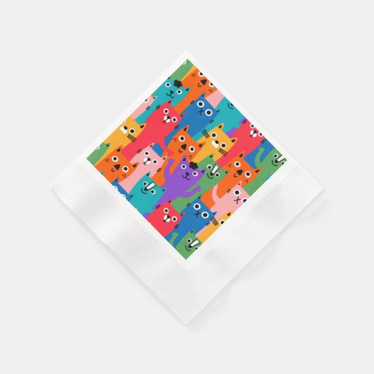 Farbiges Katzen Muster Serviette (Ecke)