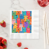 Farbiges Katzen Muster Serviette (Beispiel)