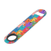 Farbiges Katzen Muster Speed Flaschenöffner (Vorderseite Schrägansicht)