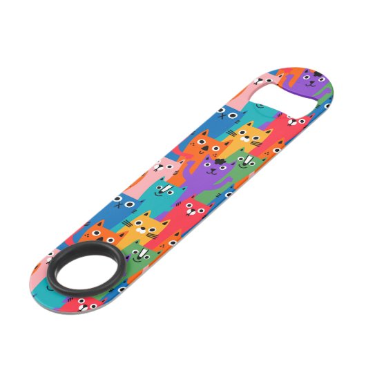 Farbiges Katzen Muster Speed Flaschenöffner (Vorderseite Schrägansicht)