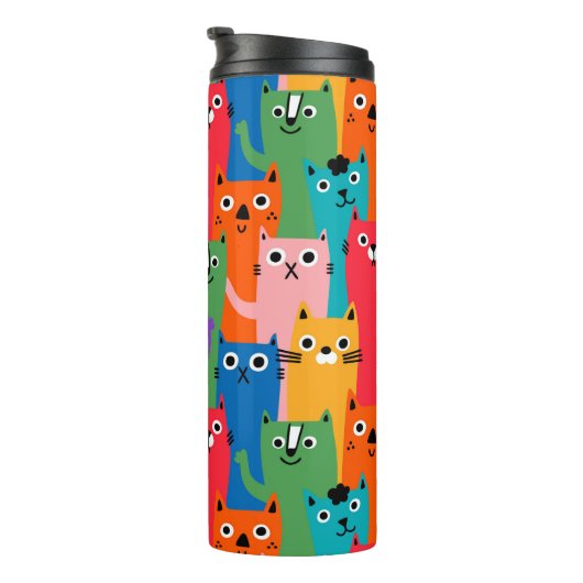 Farbiges Katzen-Muster Thermosbecher (Nach rechts gedreht)