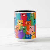 Farbiges Katzen Muster Zweifarbige Tasse (Mittel)