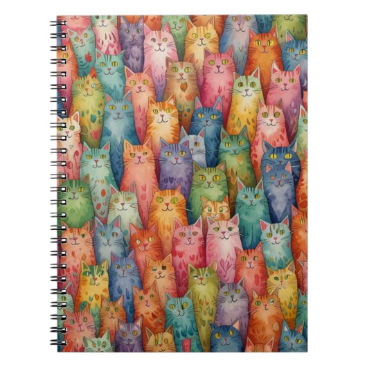 Farbiges Katzen-Notebook - Whimsical Feline Design Notizblock (Vorderseite)