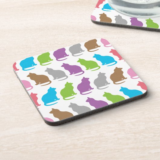 Farbiges Katzenmuster Getränkeuntersetzer (Linke Seite)