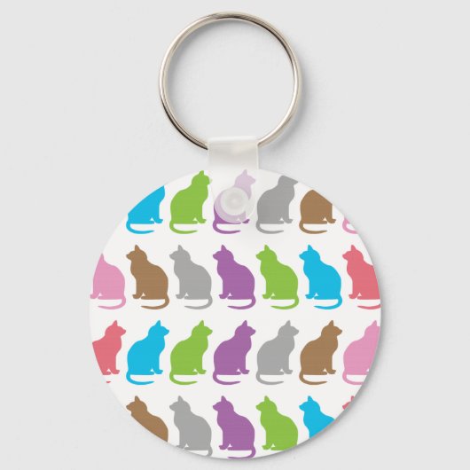 Farbiges Katzenmuster Schlüsselanhänger (Vorderseite)