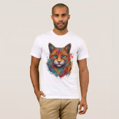 farbiges Katzenmuster T-Shirt (Vorne ganz)