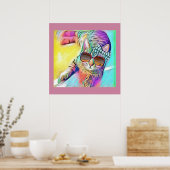 Farbiges Katzenposter Poster (Küche)